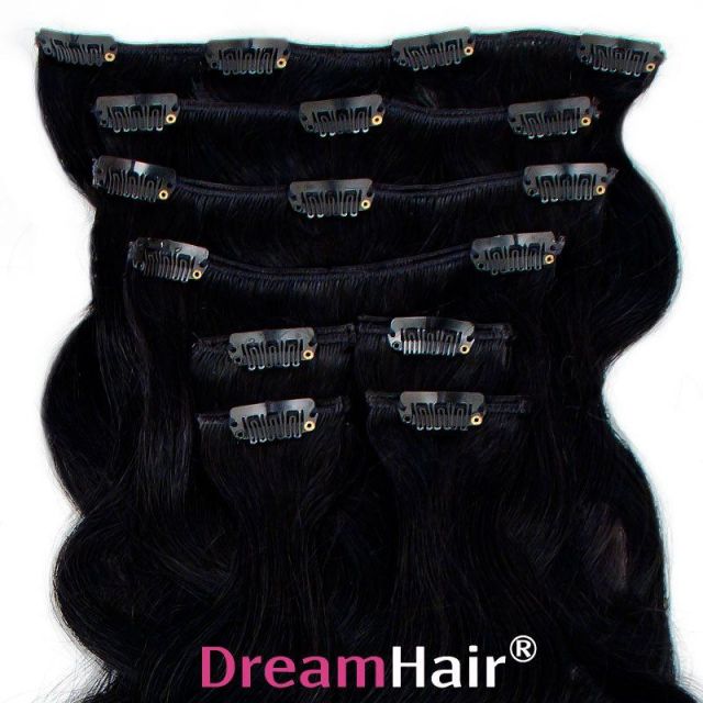 Clip-On Hårförlängning 8-delar Wave 60cm 1#