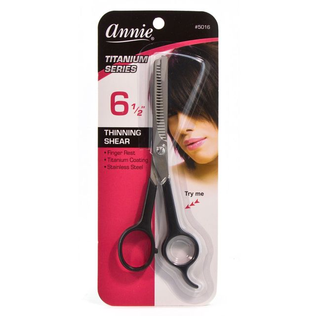 Annie Hair Thinning Scissors Titanium 6.5 Black
