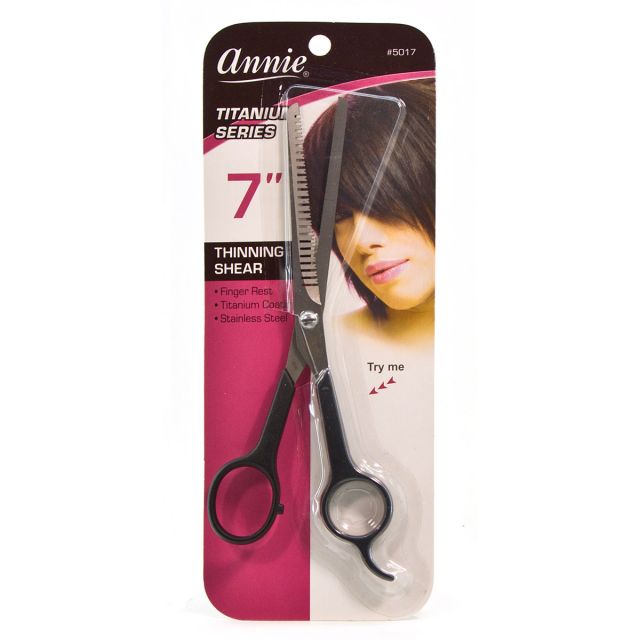 Annie Hair Thinning Scissors Titanium 7.0 Black
