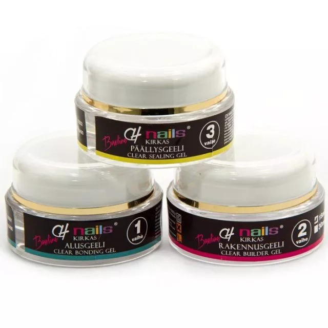 CH Nails Baseline 3-vaihe UV-Geelipakkaus 3 x 15ml Clear