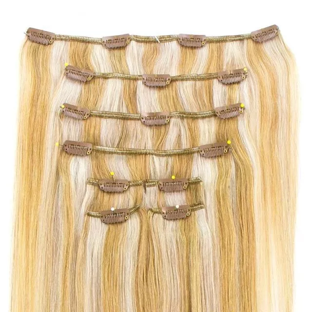 Clip-On Hårförlängning 8-delar 40cm P18/Whiteblond#