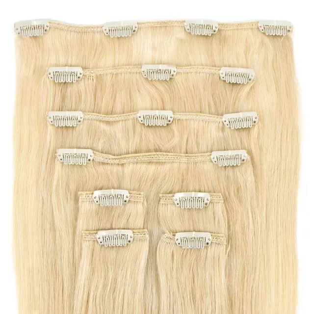 Clip-On Hårförlängning 8-delar 50cm Whiteblond#