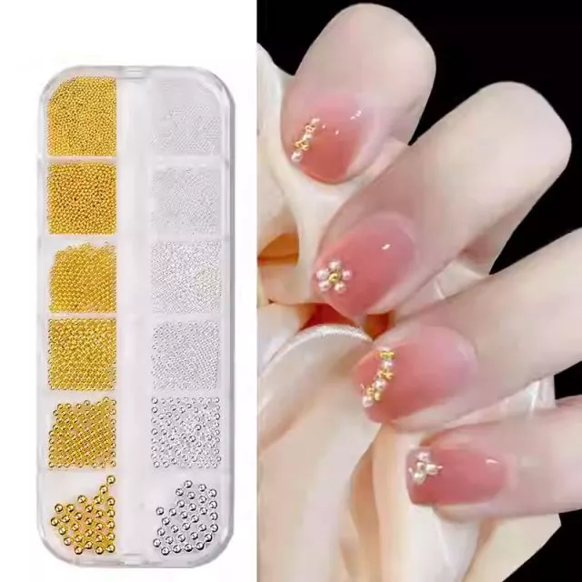Nail Art Pearls Mixed Pack Gold and Silver 0.8mm -  3mm 