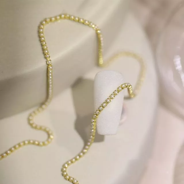 Nail Art Pearl Chain 0.16/30cm Gold 1#