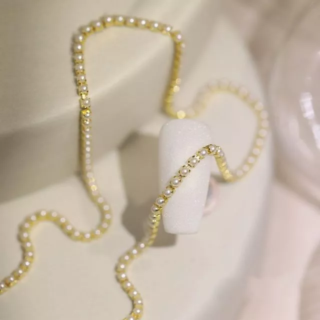 Nail Art Pearl Chain 0.19/30cm Gold 2#