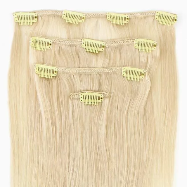 Clip-On Hårförlängning 4-delar 40cm Whiteblond#