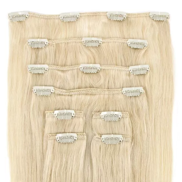 Clip-On Hårförlängning 8-delar 40cm Whiteblond#