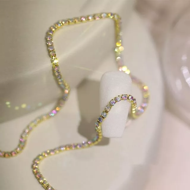 Nail Art Rhinestone Chain 0.19/30cm Gold 8#