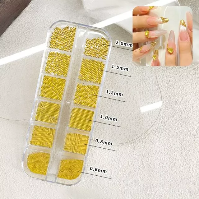 Nail Art Pearls Gold 0.8mm -  3mm 