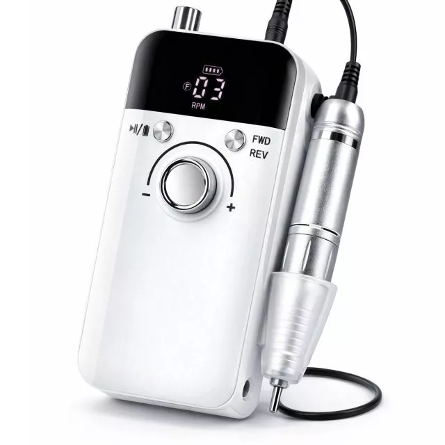 Rechargeable Cordless Nail Drill 45000rpm M6/White
