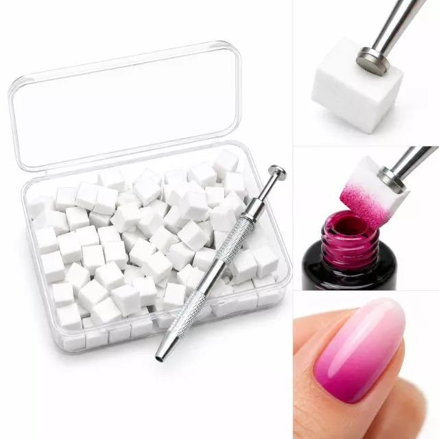 Ombre Sponges 100 pcs 10mm x 10mm and Tool