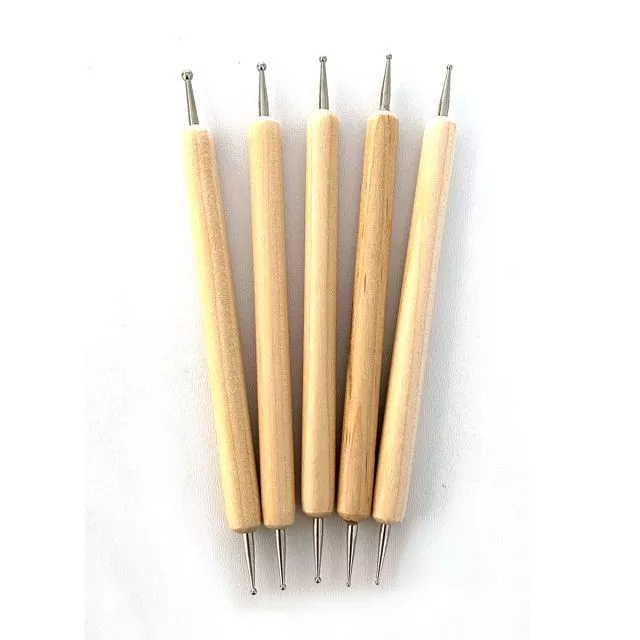 Wooden Nailart Dot Pen Tool Kit 5pcs