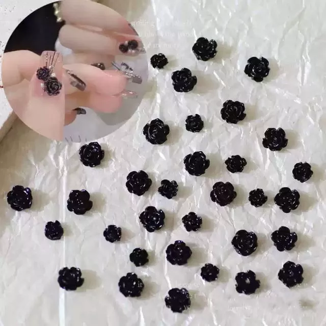 3D Flowers Black Mix Pack 100pcs
