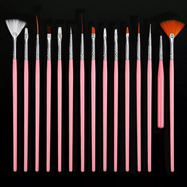 UV-Gel Brush Kit 15 pcs Pink