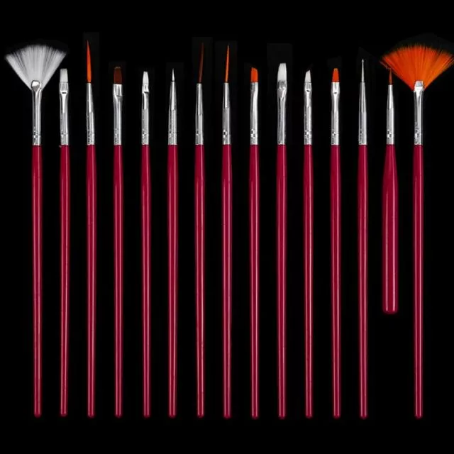 UV-Gel Brush Kit 15 pcs Red