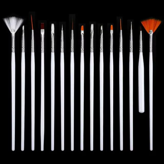 UV-Gel Brush Kit 15 pcs White