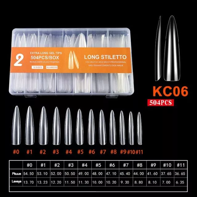 Extra Long Soft Gel Tips 2# 504 pcs