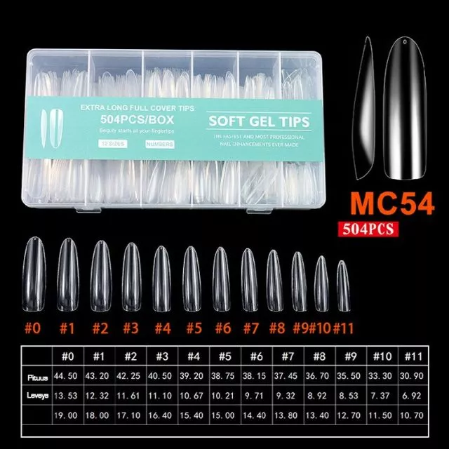 Extra Long Soft Gel Tips 54# 504 pcs