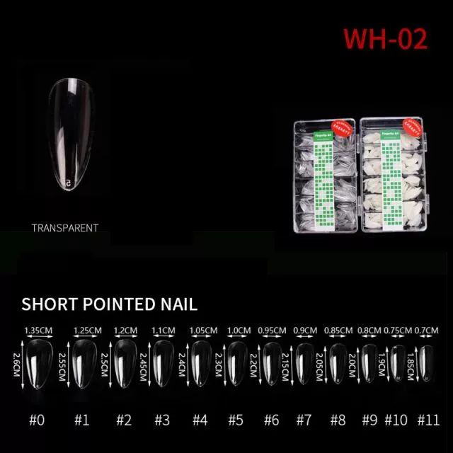 Nail Tip Short WH02 Clear 500 pcs