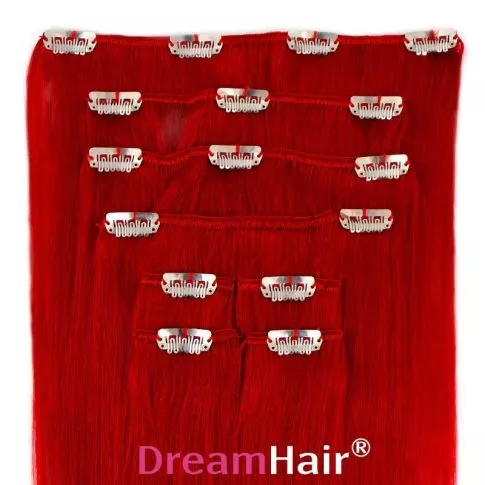 Clip-On Hårförlängning 8-delar 40cm RED#